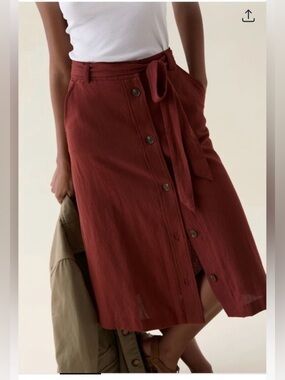 BEAUFORT & BLAKE Women's Button-Front Midi Skirt in Deep Rust